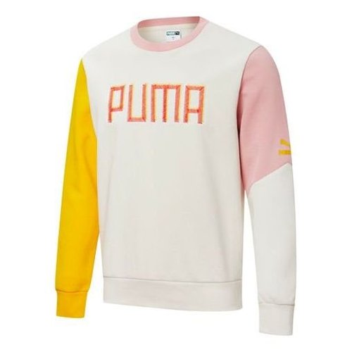 PUMA Colorful Embroidered Logo Sweater - White/Pink/Yellow - 532180-05