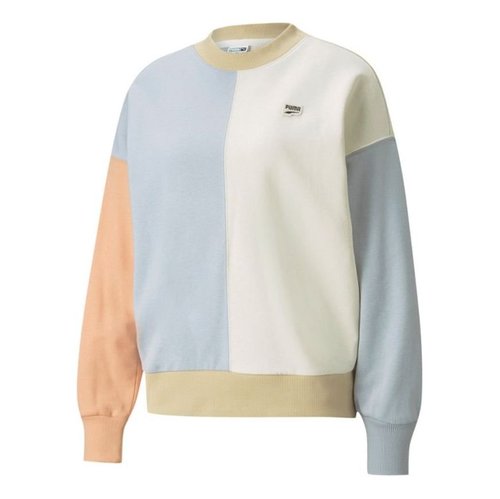 PUMA Downtown Oversized Crew Round-neck Swea White - 533052-88