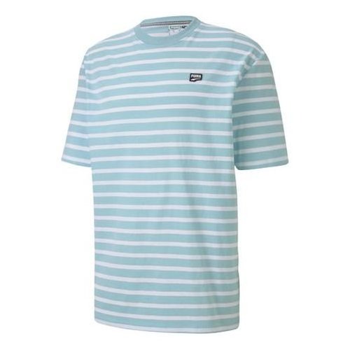 PUMA Downtown Strlped Stripe Round Neck Short Sleeve - Sky Blue - 597457-18