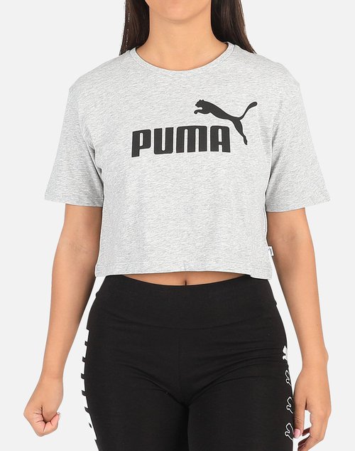 PUMA ESSENTIALS CROPPED LOGO TEE - Grey - 852594-04