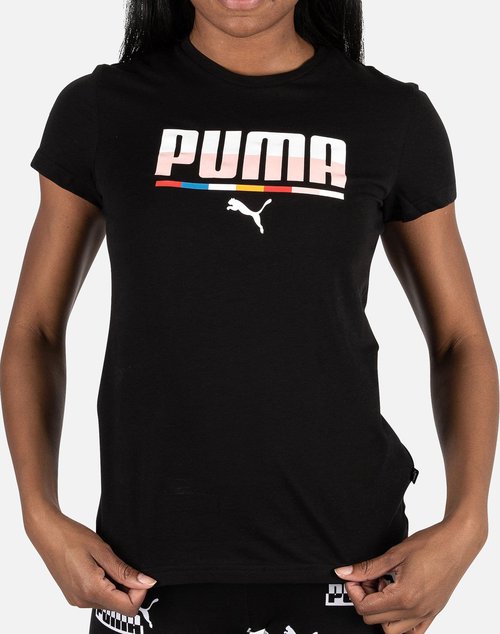 PUMA ESSENTIALS MULTICOLOR LOGO TEE - Black - 587898-01