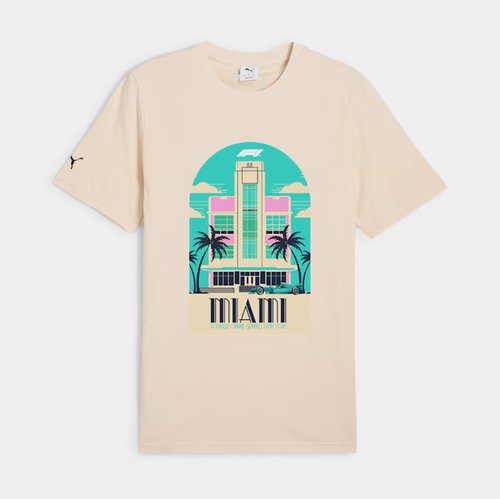 PUMA F1 MIAMI TEE - Beige/Black - 630176-13