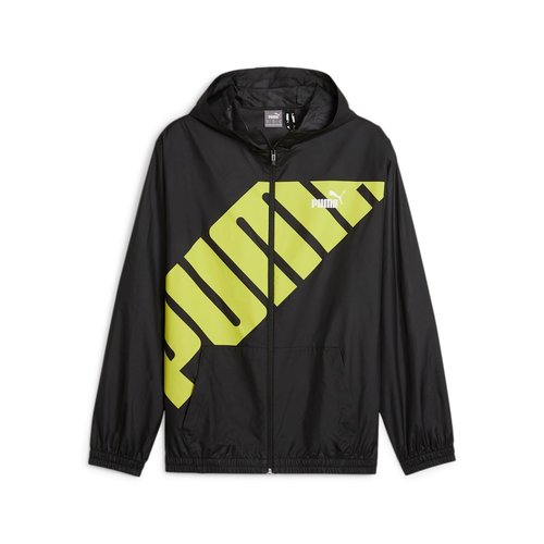 PUMA Hooded Graphic Windbreaker Jacket - Black/Yellow/White - 623837-01