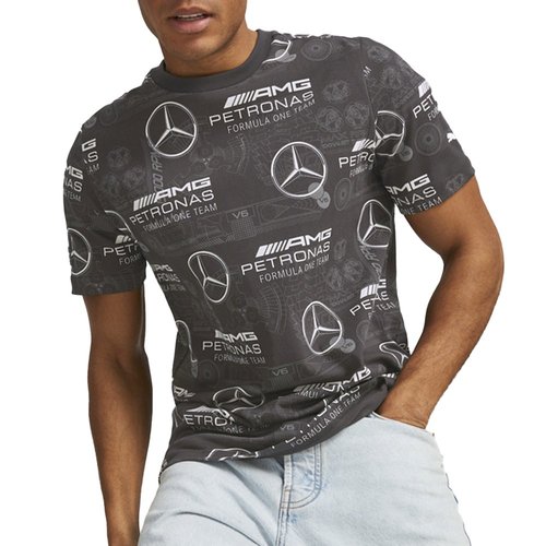 PUMA Mercedes AMG Petronas F1 Allover Print Graphic T-Shirt - Puma Black - 538480-01