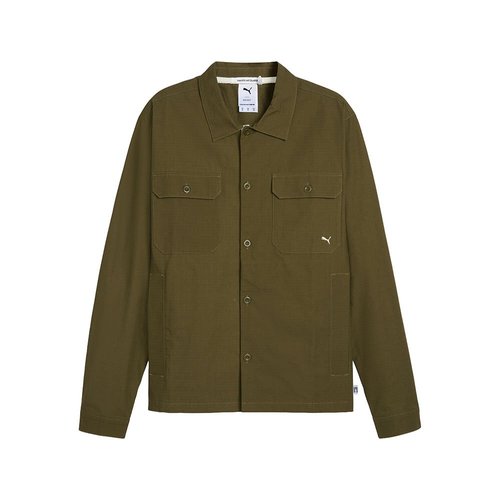 PUMA MMQ Ripstop Overshirt Button Down Jacket - Green - 629348-60