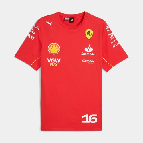 PUMA Scuderia Ferrari 2024 Replica Collection Leclerc Short Sleeve Shirt - Red - 763605-01