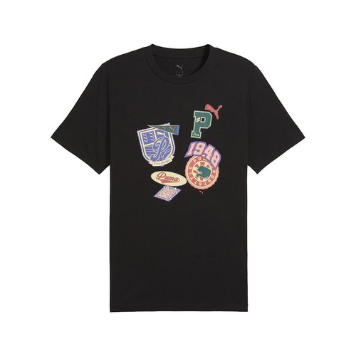 PUMA Sports Legacy Front Graphic Crew Neck Short Sleeve T-Shirt - Black - 629627-01