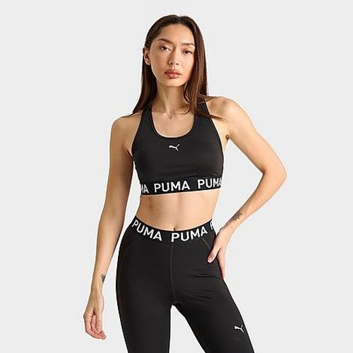 PUMA Tape Logo Elastic Sports Bra - PUMA Black/White - 526962-001