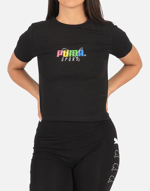 PUMA TFS GRAPHIC CROP TOP - Black - 596258-01