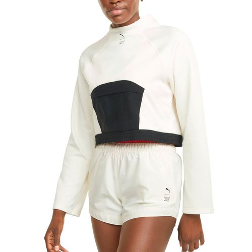 PUMA Train First Mile X Mock Neck Long Sleeve Pullover - White/Black - 520997-73