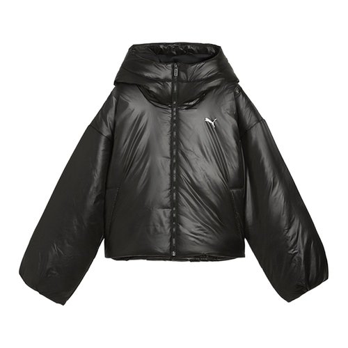 PUMA Wardrobe Essentials Shiny Hooded Padded Full Zip Jacket - Black - 685237-01