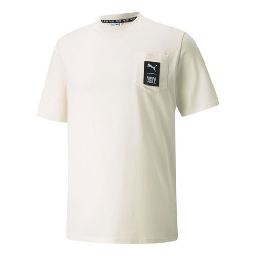 PUMA x FIRST MILE Crossover Pocket Small Label Solid Color Sports Short Sleeve White - Ivory - 532337-73