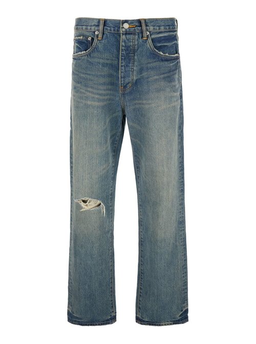 Purple Brand hadley Vintage Blue Jeans With Ripped Detail On The FrOnt And Logo Patch On The Rear In Denim Man - P011HVDK125