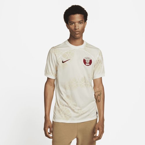 Qatar 2022/23 Stadium Away Nike Dri-FIT Soccer Jersey - White/Beach/Desert Maroon - DN0701-100