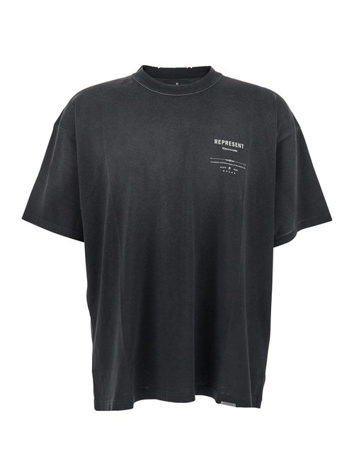 REPRESENT revere Manor Black T-shirt With Logo Lettering On The FrOnt And Maxi Print On The Rear In CottOn Jersey Man - MLM10028604