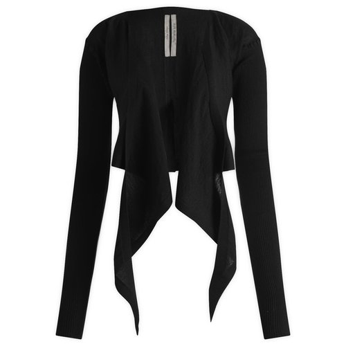 Rick Owens Cropped Cardigan with Wrap Front - Black - RP01E7645-009