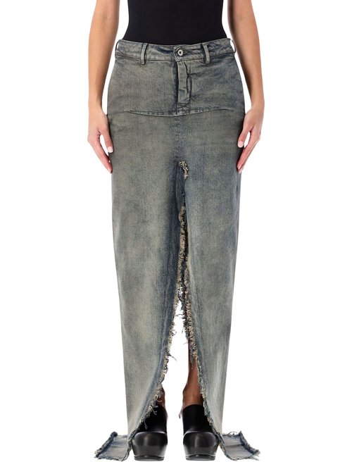 Rick Owens Denim Sliced Maxi Skirt - Dirty Hustler - RO02E4393-DWG-76