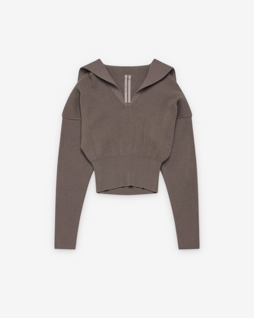 Rick Owens Dracu Cropped V Sweater - Dust