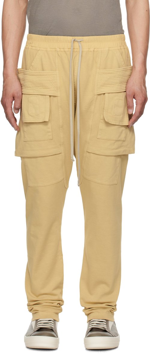 Rick Owens DRKSHDW Beige Hollywood Creatch Cargo Drawstring Pants - Parchment - RU01E3376-RI-81