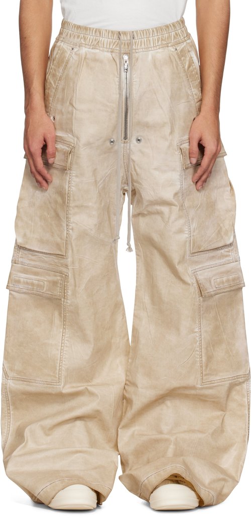 Rick Owens DRKSHDW Beige Hollywood Double Cargo Jumbo Belas Denim Pants - Parchment - RU01E3398-SC-81