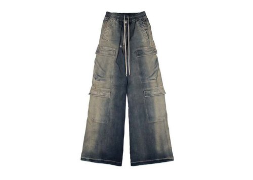 Rick Owens DRKSHDW EDFU Double Cargo Pant Jumbo Belas Degrade Stretch Denim - Mineral Pearl - RU01C6398-SDM-DE