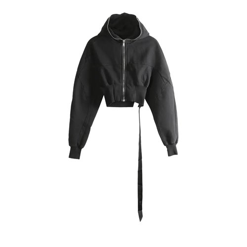 Rick Owens DRKSHDW Felpa Collage Gimp Hoodie - Black - RDS01F423-3F-09