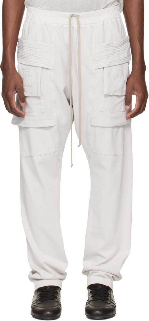 Rick Owens DRKSHDW Off-White Temple Creatch Drawstring Cargo Pants - Milk Wash - RU01F4376-RI-51