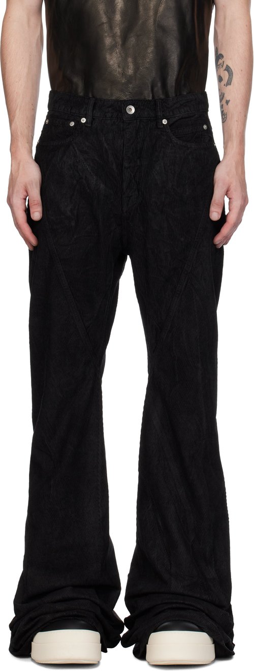Rick Owens DRKSHDW Porterville Bias Bootcut Trousers - Black - RU02D2352-MC-09