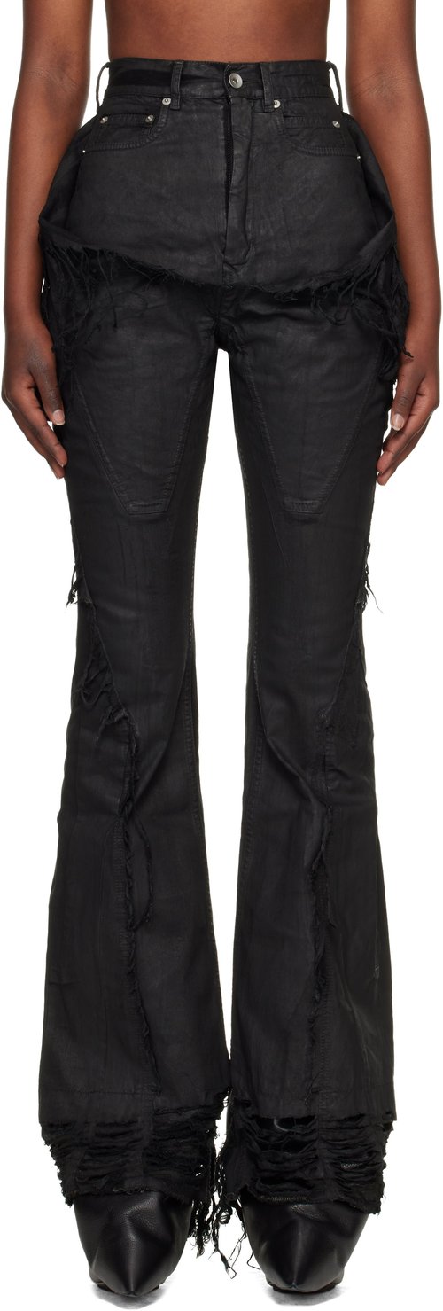 Rick Owens DRKSHDW Temple Slivered Bootcut Jeans - Black - DS01F4304 DBKSH09
