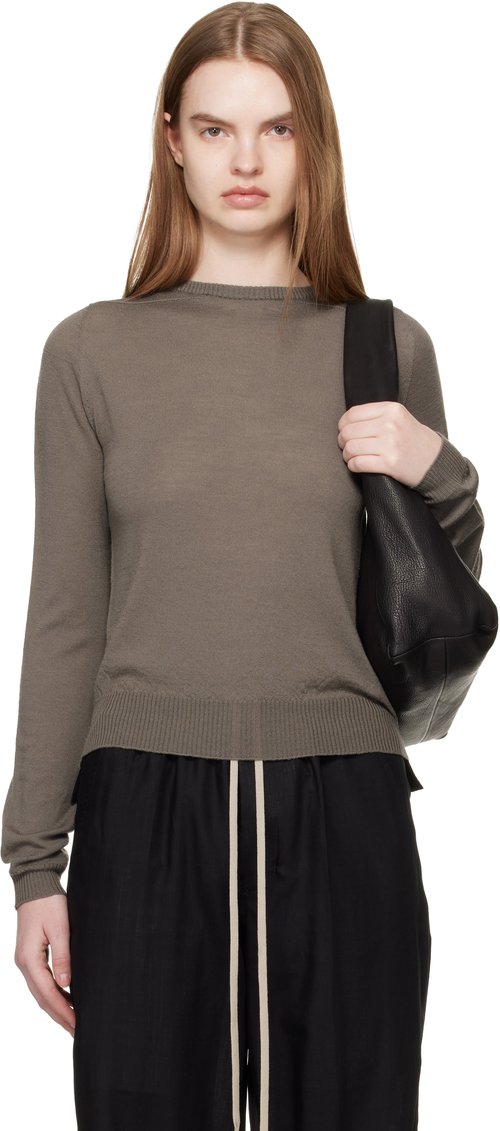 Rick Owens Gray Temple Biker Level Sweater - Dust - RP01F6624 M34