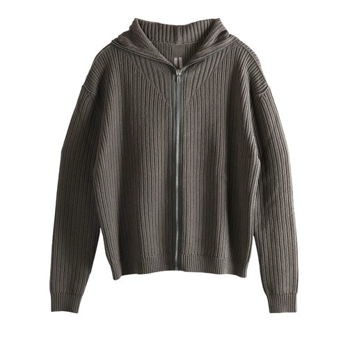 Rick Owens Heavy Wool Zipped Hoodie - Dust - RU02E1647-KWV-34