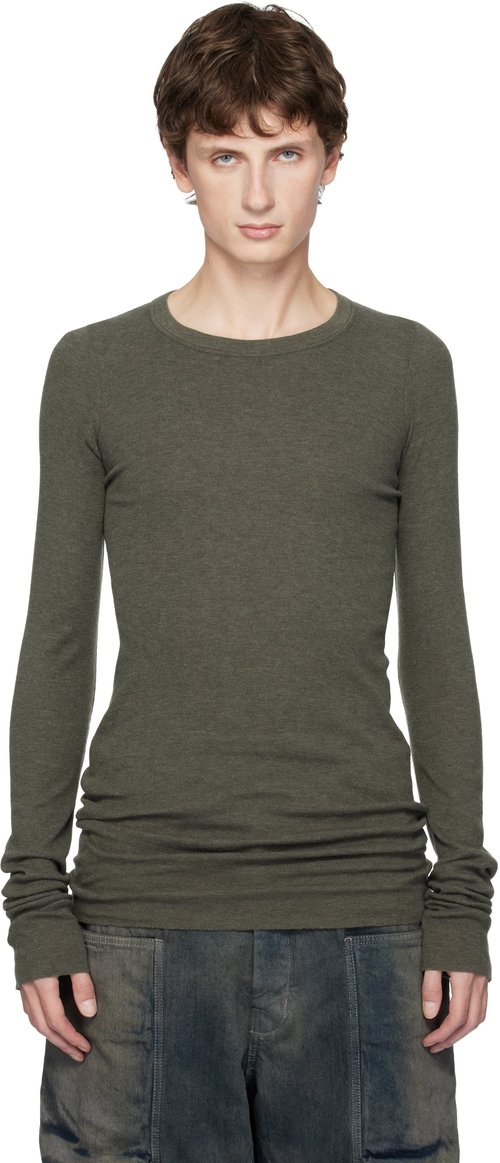 Rick Owens Khaki Concordians Rib LS T-shirt - Bosco - RU02E1250-RJ-25