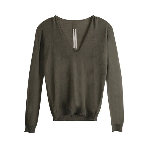 Rick Owens Knit V Neck Pullover Sweater - Bosco - RP02E4623 M 25