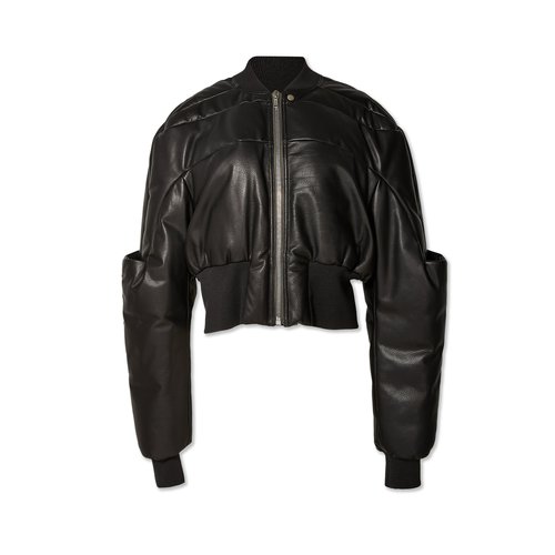 Rick Owens Leather Down Bomber - Black - RU02B2799