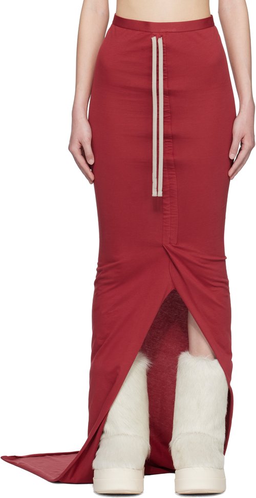 Rick Owens Moncler + Rick Owens Red Adjustable Maxi Skirt - Carnelian - MU01F8H0289AHD46E