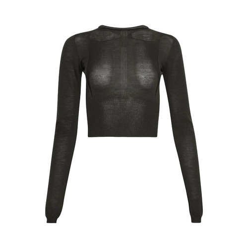 Rick Owens Slashed Long-Sleeve Cropped Sweater - RP02E4617-ML-25