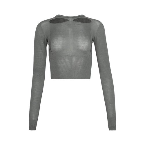 Rick Owens Slashed Long-Sleeve Cropped Sweater - RP02E4617-ML-06