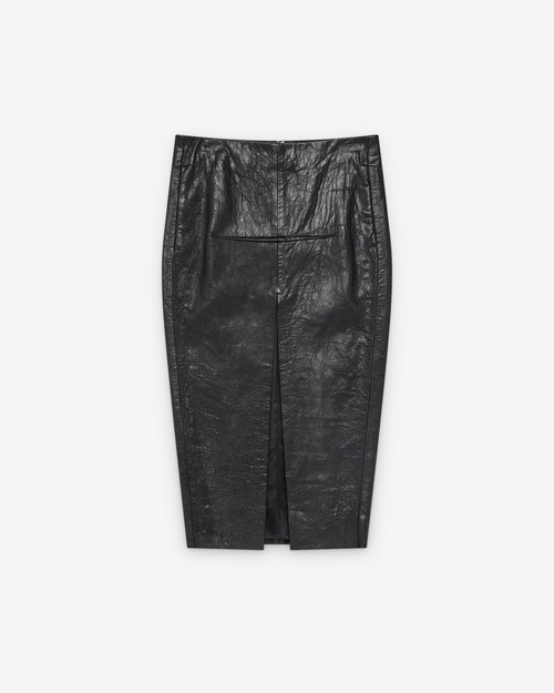 Rick Owens Sliced Leather Skirt - Black