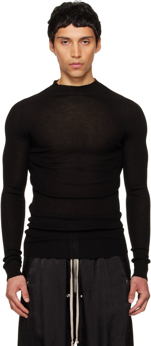 Rick Owens Temple Ribbed Tabard Turtleneck - Black - RU01F2641-RIB-09