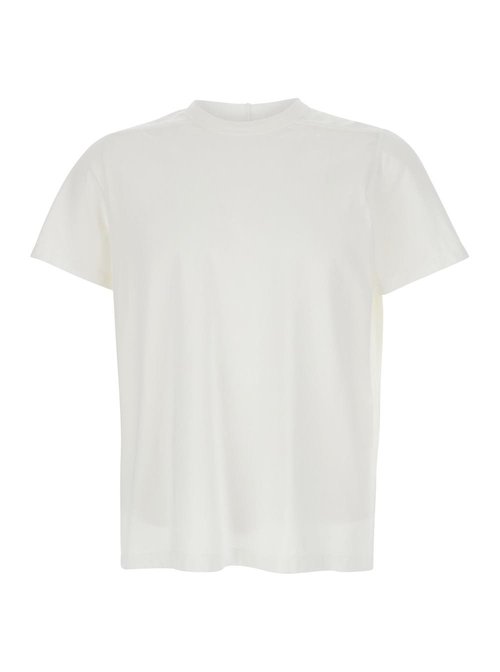 Rick Owens White Crew Neck T-shirt With Tone On Tone Stitching In Cotton Man - RU01F2265-JA-11