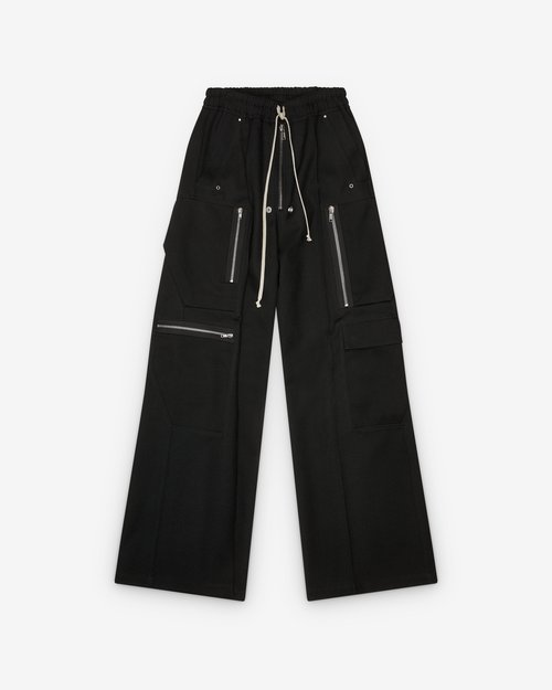 Rick Owens Wool Cargobela Pants - Black - RU02E1339-WD-T1