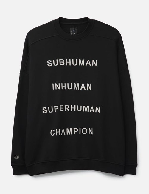 Rick Owens X Champion Jumbo Sweat Subhuman Inhuman Superhuman - Black