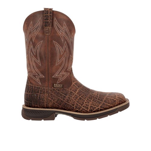 Rocky Ride LTE Embroidered Pull On Electrical Hazard Round Toe Work Boots - Brown - RK.W0475