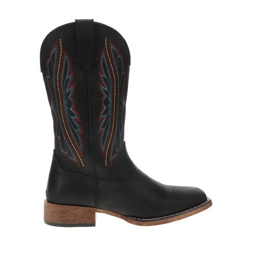Roper Loretta Embroidered Square Toe Pull On Cowboy Boots - Black - 09-021-1903-3674