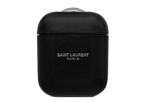 Saint Laurent AirPods Case Smooth Leather - Natural Black Grey