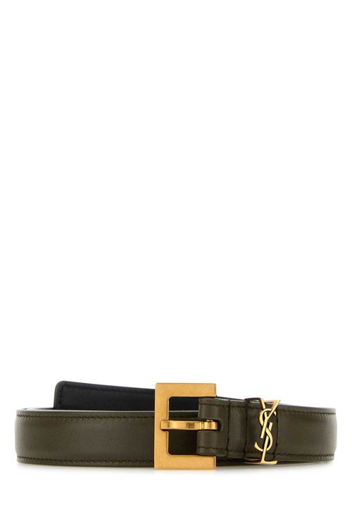 Saint Laurent Army Green Leather Belt - 554465BOO0W3698