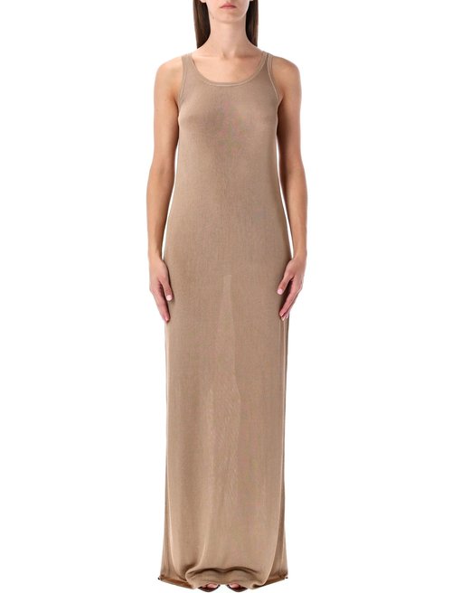 Saint Laurent Beige Rib-knit Long Tank Dress - 842028Y77EE5735