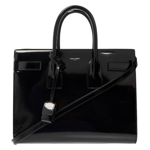 Saint Laurent Brushed Leather Small Sac De Jour Bag - Black/Yellow - 398709AAB9H1000X