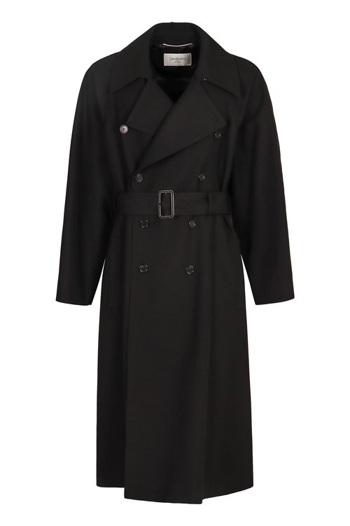 Saint Laurent Black Gabardine Trench Coat - 848512Y5J401000