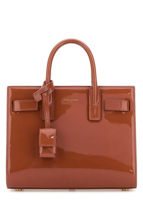 Saint Laurent Brick Leather Nano Sac De Jour Handbag - Brown/Red - 398711AAD165945